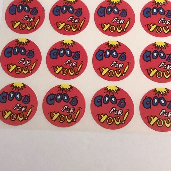 vintage stickers good for you face red blue yellow round sheet 80s 90s - Picture 2 of 7